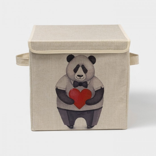 Короб стеллажный для хранения с крышкой «Влюблённая панда»