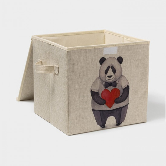 Короб стеллажный для хранения с крышкой «Влюблённая панда»