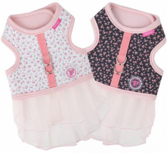 Жилет-шлейка в мелкий цветочек для собак