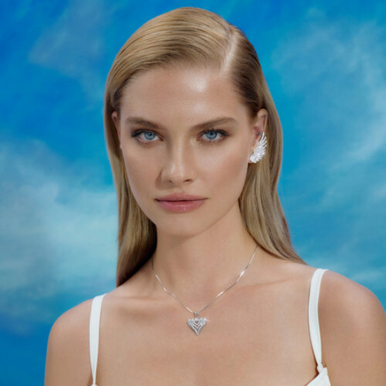 Серьга из серебра с фианитами