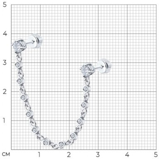Серьга из серебра с фианитами