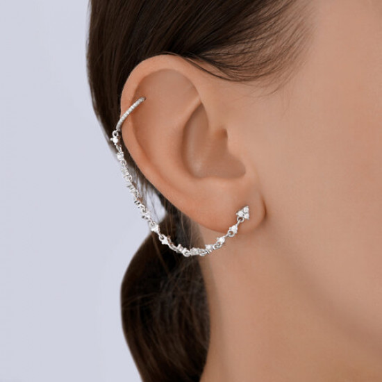 Серьга из серебра с фианитами