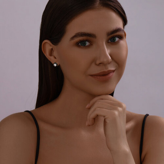 Серьги из серебра с эмалью и фианитами