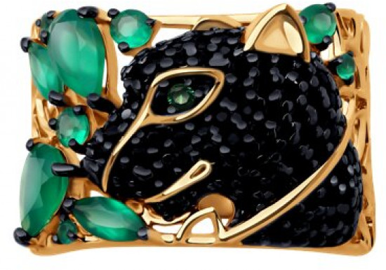 Кольцо из серебра с агатами и фианитами