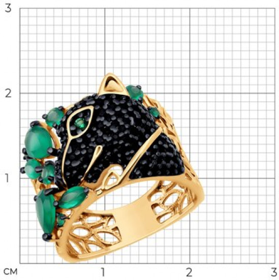 Кольцо из серебра с агатами и фианитами