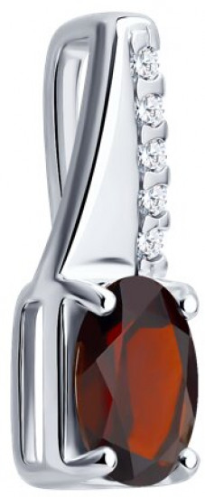 Подвеска из серебра с гранатом и фианитами