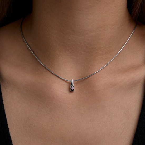 Подвеска из серебра с гранатом и фианитами