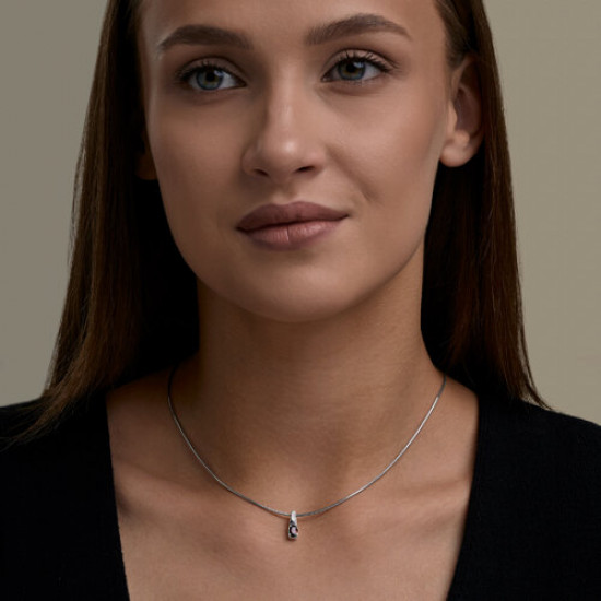 Подвеска из серебра с гранатом и фианитами