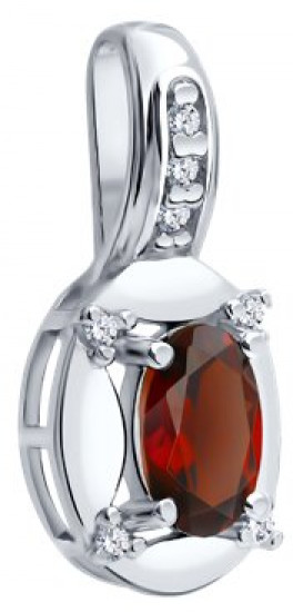 Подвеска из серебра с гранатом и фианитами