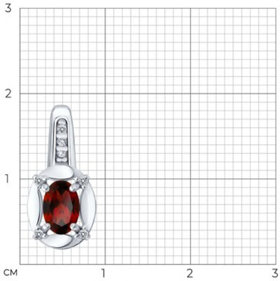 Подвеска из серебра с гранатом и фианитами
