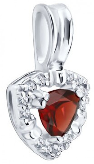 Подвеска из серебра с гранатом и фианитами
