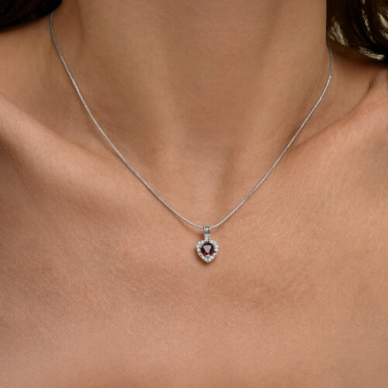 Подвеска из серебра с гранатом и фианитами