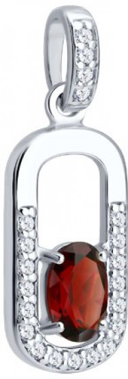 Подвеска из серебра с гранатом и фианитами