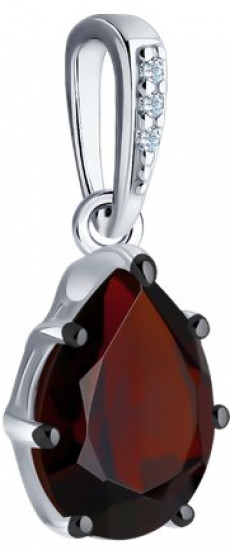 Подвеска из серебра с гранатом и фианитами