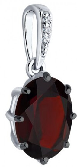 Подвеска из серебра с гранатом и фианитами