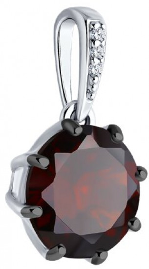 Подвеска из серебра с гранатом и фианитами