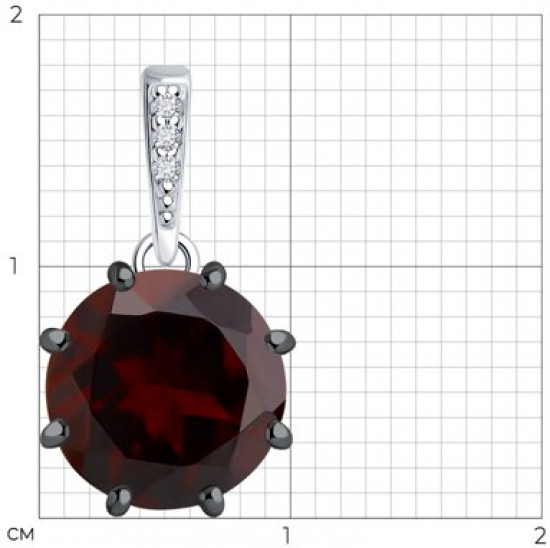 Подвеска из серебра с гранатом и фианитами
