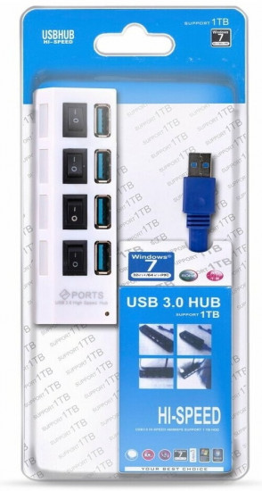 USB 3.0 хаб с выключателями Smartbuy, 4 порта «Суперэконом»