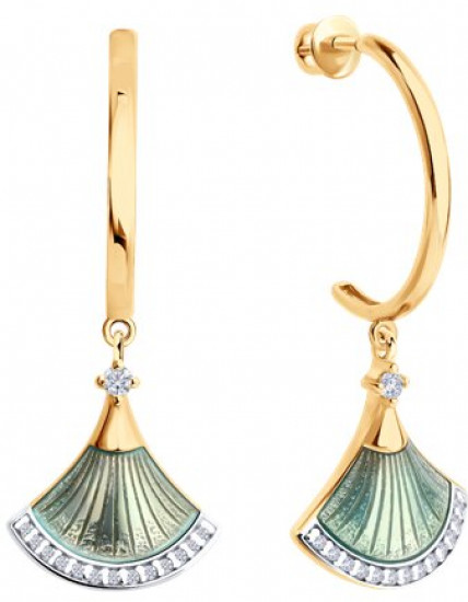 Серьги из серебра с фианитами и эмалью