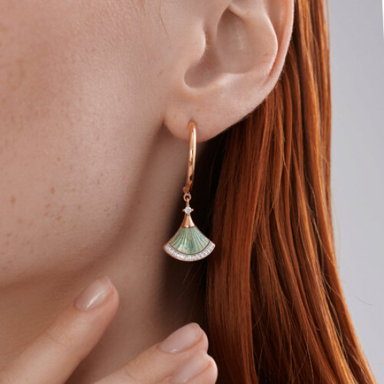 Серьги из серебра с фианитами и эмалью