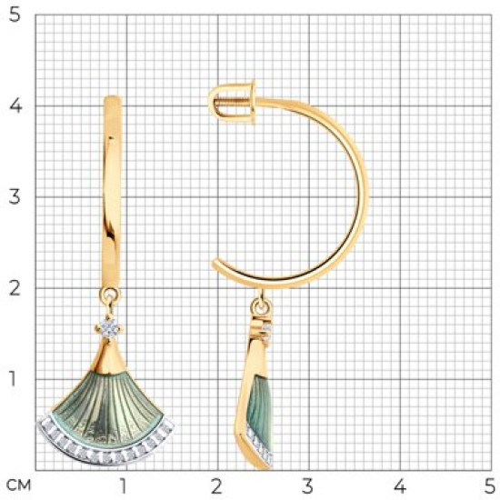 Серьги из серебра с фианитами и эмалью