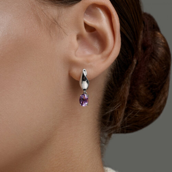 Серьги из серебра с аметистами