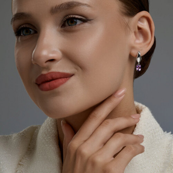 Серьги из серебра с аметистами