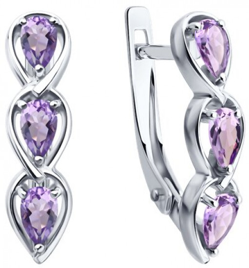 Серьги из серебра с аметистами