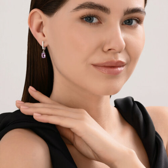 Серьги из серебра с аметистами