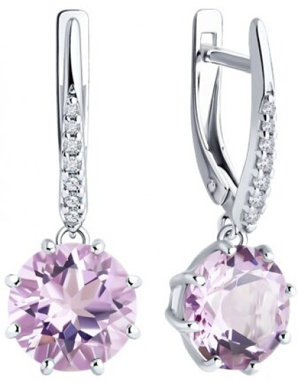 Серьги из серебра с аметистами и фианитами