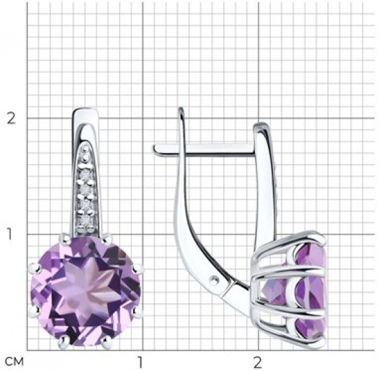 Серьги из серебра с аметистами и фианитами