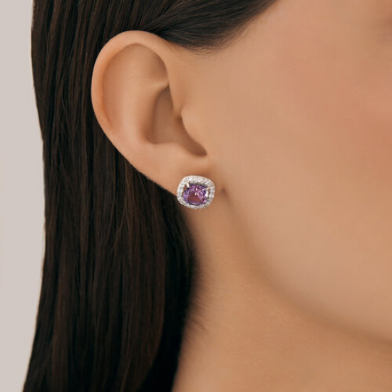 Серьги из серебра с аметистами и фианитами