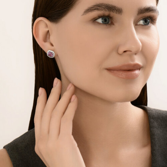 Серьги из серебра с аметистами и фианитами