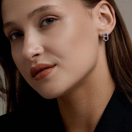 Серьги из серебра с аметистами и фианитами