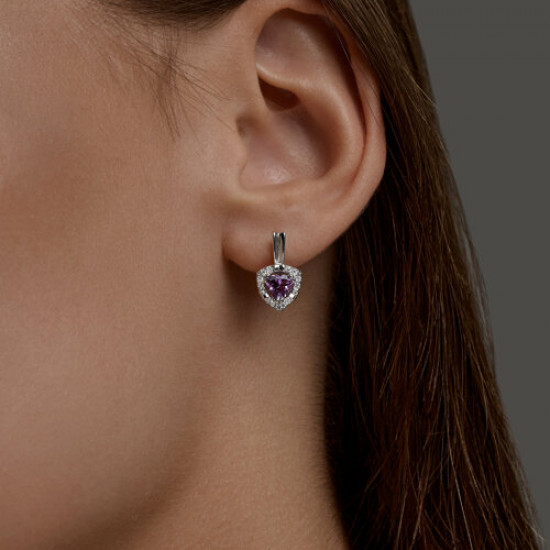 Серьги из серебра с аметистами и фианитами