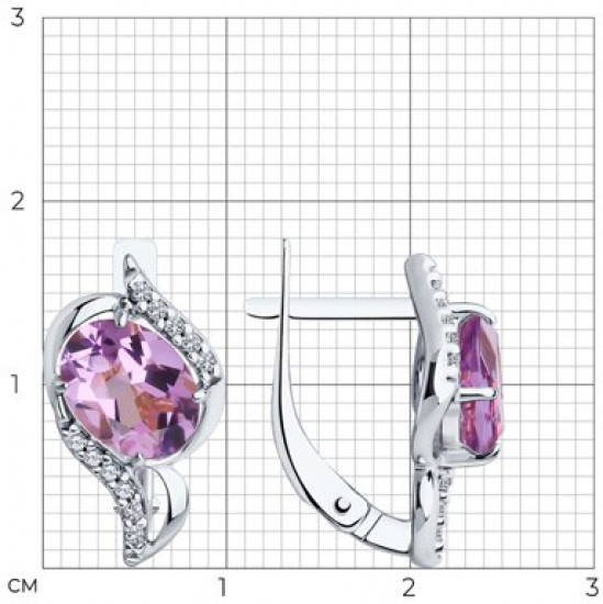 Серьги из серебра с аметистами и фианитами