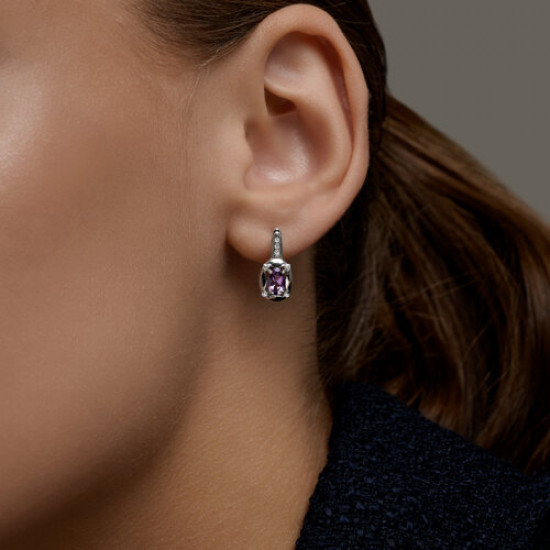 Серьги из серебра с аметистами и фианитами