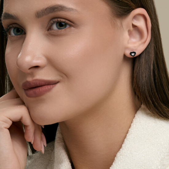 Серьги из серебра с бриллиантами и эмалью