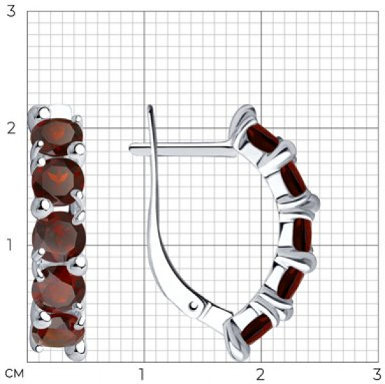 Серьги из серебра с гранатами