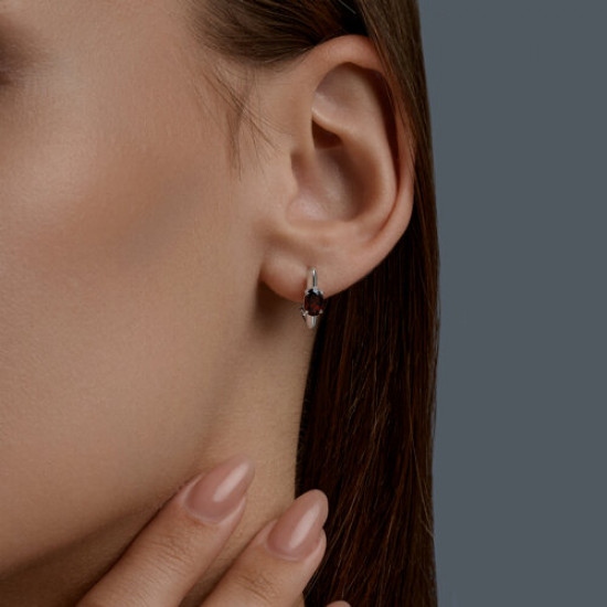 Серьги из серебра с гранатами