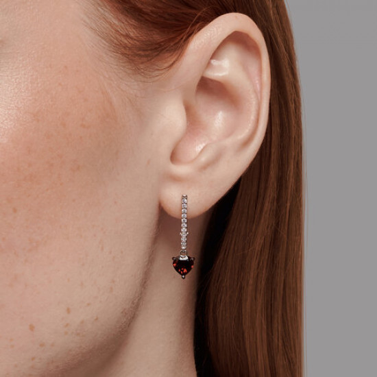 Серьги из серебра с гранатами и фианитами