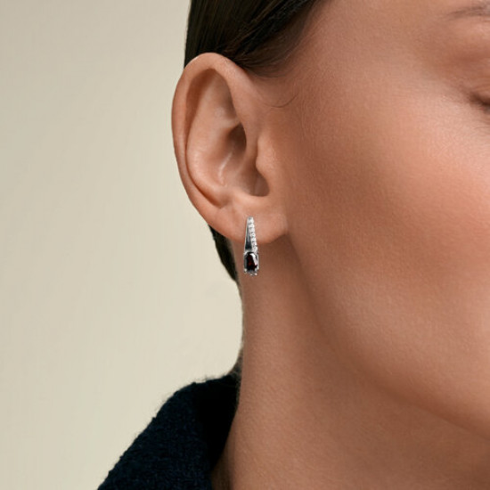 Серьги из серебра с гранатами и фианитами