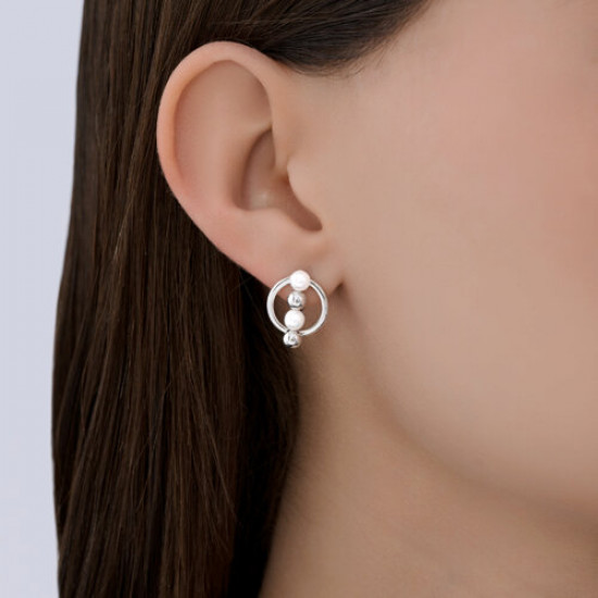 Серьги из серебра с синтетическим жемчугом