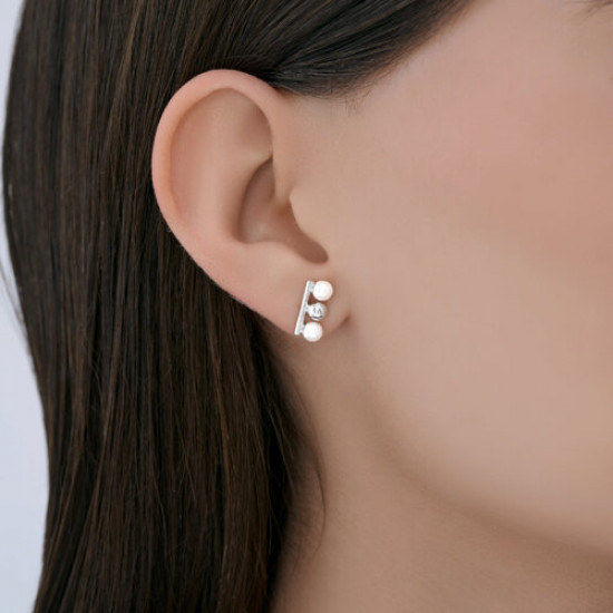 Серьги из серебра с синтетическим жемчугом