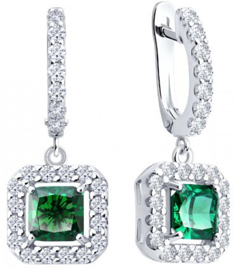 Серьги из серебра с фианитами