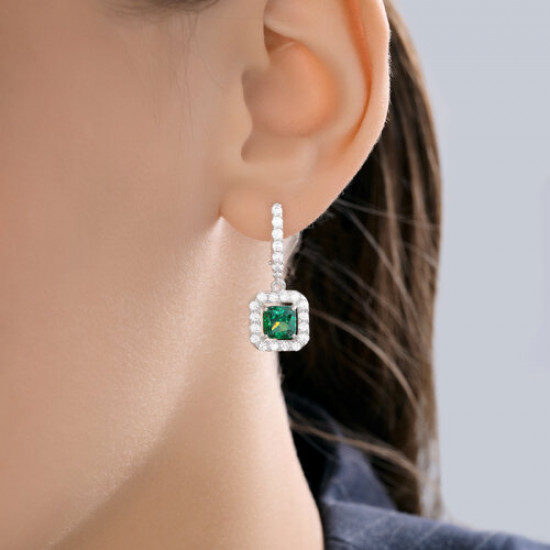 Серьги из серебра с фианитами