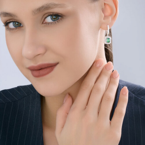 Серьги из серебра с фианитами