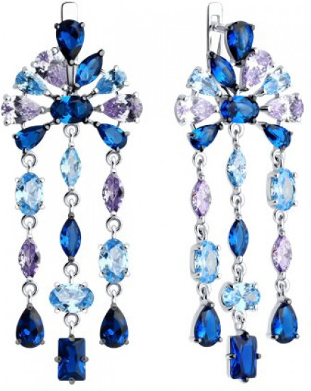 Серьги из серебра с фианитами