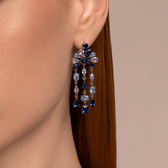 Серьги из серебра с фианитами