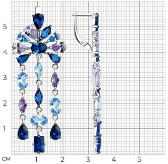 Серьги из серебра с фианитами